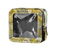 Amooorous Trousse de maquillage transparente imperméable style ethnique cachemire fleur de cajou jambon tatouage sac de voyage pour articles de toilette petite trousse de maquillage pour femme,