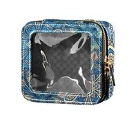 Amooorous Trousse de toilette de voyage transparente avec motifs floraux vintage et bohème pour femme Bleu, Bleu Vintage Boho Floral Patterns, 1 size
