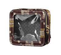 Amooorous Trousse de toilette de voyage transparente et imperméable avec motifs floraux vintage bohème pour femme Marron, Marron Vintage Boho Floral Patterns, 1 size