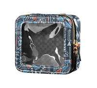 Amooorous Trousse de toilette en cuir transparent avec motifs floraux vintage et bohème pour voyage Gris, Gris Vintage Boho Floral Patterns, 1 size