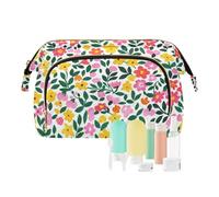 Amooorous Trousse de toilette étanche à motif floral écrasé pour femme, sac de voyage pour femme, portefeuille pour organisateur de bijoux, fleur écrasée, 1 size