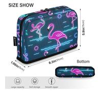 Amooorous Trousse de transport d'été avec flamant rose fluo et vague bleu marine de grande capacité pour homme, maternelle, lapiceras para adolescents