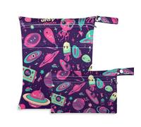 Amooorous Ufo Aliens Rockets Lot de 2 sacs imperméables pour voyage avec poignées pour garderie, voyage Violet