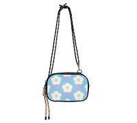 Amooorous Vector Flower White Blue Mini sacs à bandoulière pour femmes mode avec fentes pour cartes de crédit Sacs à main épaule pour femme Take a walk bolsos s para mujeres