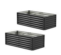 Amopatio Lot de 2 Jardinière surélevée en Acier Galvanisé, Potager Extérieur/Balcon, Bac à Semis 970L, 180 x 90 x 60 cm, Résistant aux Intempéries pour légumes, Fleurs, Noir