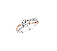 Amor anneau 925 en argent sterling pour dames, avec zircon synth., bicolore, Livré en boîte cadeau de bijoux