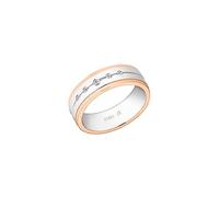 Amor Bague en acier inoxydable unisexe pour femmes, avec zircone synthétique, bicolore, livrée dans une boîte cadeau de bijoux, 9148066