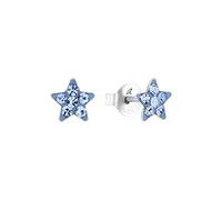 Amor boucles d'oreilles 925 en argent sterling pour les enfants, avec verre cristal, 0,6 cm, argent, étoile, Livré dans une boîte cadeau de bijoux