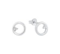 Amor boucles d'oreilles en argent 925 sterling pour femmes, avec zirconium synth., 0,8 cm, argent, Livré dans une boîte cadeau de bijoux