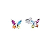 Amor boucles d'oreilles en argent 925 sterling pour les filles et les enfants, avec zirconium synthétisé, 0,7 cm, argent, papillon, Livré dans une boîte cadeau de bijoux