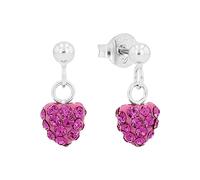 Amor Boucles d'oreilles en argent sterling 925 Filles Enfants Boucles d'oreilles, avec verre cristal, 1,3 cm, argent, cœur, Livré dans une boîte cadeau de bijoux