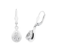 Amor Boucles d'oreilles en argent 925 sterling pour femmes, avec zirconium synth., 2,8 cm, argent, Livré dans une boîte cadeau de bijoux