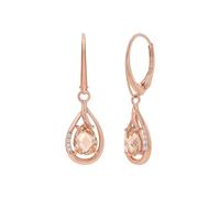 Amor Boucles d'oreilles en argent sterling 925 pour femmes, boucles d'oreilles, avec zircone synthétique, or rose 3 cm, argent 2,8 cm, livrées dans un coffret cadeau à bijoux