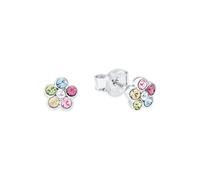 Amor boucles d'oreilles 925 en argent sterling pour les enfants, avec cristal, 0,5 cm, argent, fleur, Livré dans une boîte cadeau,