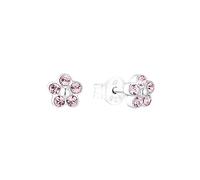 Amor boucles d'oreilles en argent 925 sterling pour les filles et les enfants, avec verre cristal, 0,5 cm, argent, fleur, Livré dans une boîte cadeau de bijoux