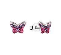 AMOR - Boucles d'Oreilles pour Enfant - Unisexe en Argent 925 - avec Preciosa - Clou d'Oreille en Forme de Papillon - AMR-E0179
