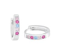 AMOR - Boucles d'Oreilles pour Enfant - Unisexe en Argent 925 - avec Zircone - Créole - AMR-E0059