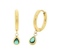 AMOR - Boucles d'Oreilles pour Femme en Acier inoxydable - Doré - avec Zircone - Créole - AMR-E0138