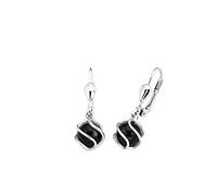 AMOR - Boucles d'Oreilles pour Femme en Argent 925 - avec Onyx - Boucle d'Oreille Pendante en Forme Cage Spiralée - AMR-E0086