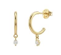 AMOR - Boucles d'Oreilles pour Femme en Argent 925 - Plaqué Or/Doré - avec Zircone - Créole - AMR-E0040