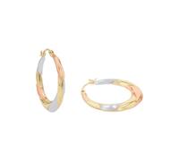 AMOR - Boucles d'Oreilles pour Femme en Or 375 - Créole en Forme Tricolore - AMR-E0033
