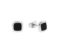 AMOR - Boucles d'Oreilles pour Homme en Acier inoxydable - Argenté - avec Agate - Clou d'Oreille en Forme de Rectangle - AMR-E0231