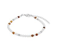 Amor Bracelet à perles pour femme en acier inoxydable avec perle de coquillage et lapis 16 + 4 cm