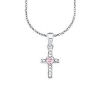 Amor chaîne avec pendentif en argent sterling 925 pour enfants, avec zirconium synthétisé, 35+3 cm, argent, croix, Livrée en boîte cadeau,