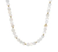 Amor - Collier pour Femme en Acier inoxydable - Plaqué Or/Doré - avec Perles d'Acier - Pendentif en Forme de Cœur - AMR-N0033