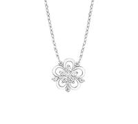 Amor - Collier pour Femme en Argent 925 - avec Zircone - Pendentif en Forme de Fleur - AMR-N0039