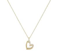 Amor - Collier pour Femme en Argent 925 - Plaqué Or/Doré - avec Zircone - Pendentif en Forme de Cœur - AMR-N0030