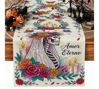 Amor Eterno Chemin de table Motif tête de mort 33 x 183 cm