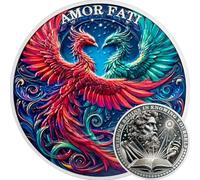 Amor Fati Phénix Memento Mori Pièce de monnaie de défi stoïcisme EDC à collectionner, cadeau pour hommes et femmes