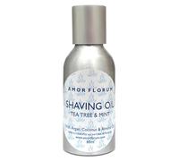 Amor Florum Blu Huile de Rasage de Précision - 100% Naturelle - Argan, Coco & Amande Douce - Anti-Irritation & Hydratante - Menthe Poivrée & Arbre à Thé - 60ml
