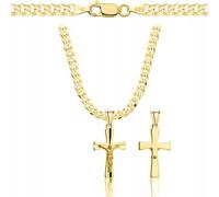 Amor Luxury AMAR Chaîne en or pour homme/femme 925/585 - Chaîne en forme de croix - Chaîne en or - Collier, 45 cm, Argent sterling