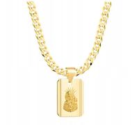 Amor Luxury Chaîne Byzantine en or 585 pour Homme - Bijoux avec Médaillon Doré - Cadeau pour Ami, Anniversaire