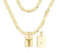 Amor Luxury Chaîne Byzantine en or 585 pour Homme - Médaillon Doré 925 - Bijoux - Cadeau d'Anniversaire pour Ami