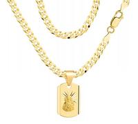 Amor Luxury Chaîne Byzantine en or 585 pour Homme - Médaillon en Or 925/585 - Bijoux avec Pendentif - Cadeau d'Anniversaire pour Ami