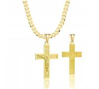 Amor Luxury Chaîne en Or 585/925 pour Homme - Byzantine et Croix - Collier Cadeau d'Anniversaire pour Ami