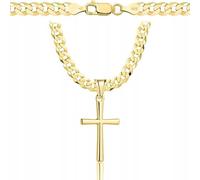 Amor Luxury Chaîne en Or 585 avec Croix pour Homme - Or Massif 5mm, 925/585 - Collier Blindé en Argent Sterling, 50 cm