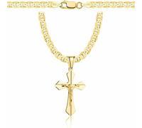 Amor Luxury Chaîne en or 585 pour homme 925/585 - Chaîne byzantine - Chaîne en or - Chaîne croisée - Bijoux pour homme - Cadeaux d'anniversaire - Collier pour homme en or, 55 cm, Argent sterling
