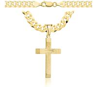 Amor Luxury Chaîne en Or Massif 585/925 Croix - Collier 6,5 mm
