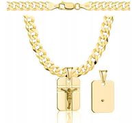 Amor Luxury Chaîne en or pour homme avec croix 585, chaîne pour homme 925/585 - Chaîne en or massif 585 - Chaîne en or - Chaîne en or - Collier pour homme épaisseur 6,5 mm, 70 cm, Argent sterling
