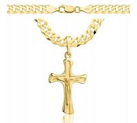 Amor Luxury Chaîne en or pour homme avec croix 585, chaîne pour homme 925/585 - Chaîne en or massif 585 - Chaîne en forme de croix - Collier pour homme 6,5 mm, 50 cm, Argent sterling