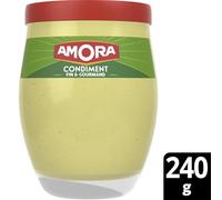 AMOR - Moutarde Fine Savoureuse, Texture Onctueuse, Pot 240g - Lot De 4