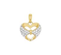 Amor - Pendentif de Collier pour Femme en Argent 925 - Argent/Plaqué Or - Bicolore - Motif en Forme de Cœur - AMR-P0144