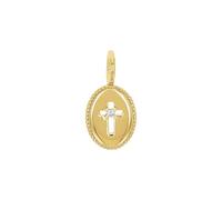 Amor - Pendentif de Collier pour Femme en Argent 925 - Plaqué Or/Doré - avec Zircone - Motif en Forme de Croix - AMR-P0145