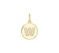 Amor - Pendentif de Collier pour Femme en Argent 925 - Plaqué Or/Doré - avec Zircone - Motif en Forme Lettre W - AMR-P0008