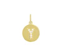 Amor - Pendentif de Collier pour Femme en Argent 925 - Plaqué Or/Doré - avec Zircone - Motif en Forme Lettre Y - AMR-P0007