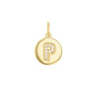 Amor - Pendentif de Collier pour Femme en Argent 925 - Plaqué Or/Doré - avec Zircone - Motif en Forme Lettre P - AMR-P0013